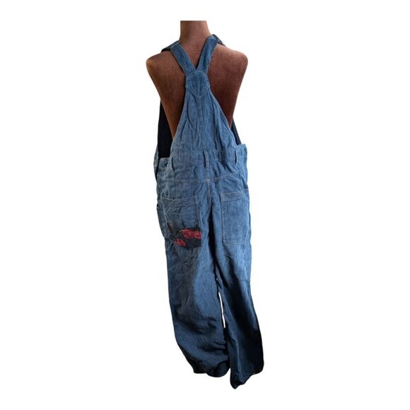 Urban Outfitters wide leg 💯  cotton corduroy overalls size L dungarees b - Picture 8 of 16